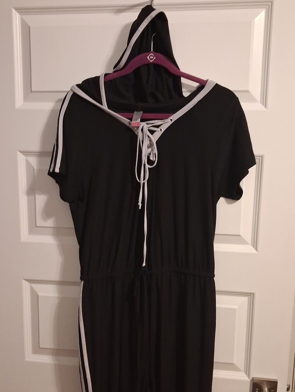 No Boundaries Black Jumpsuit with White Trim and Hood